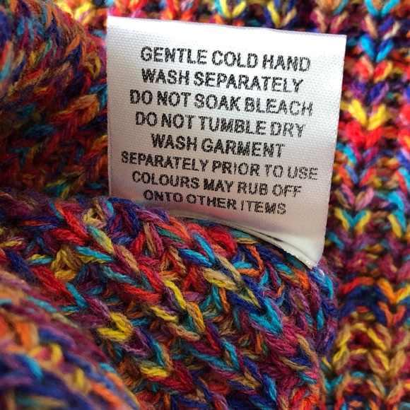 Bright rainbow multicolour space dye jumper round neck Temt NWOT S - Picture 9 of 9